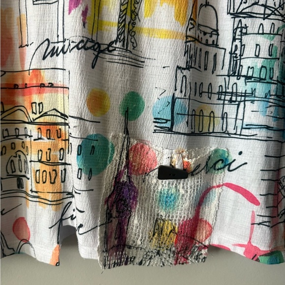 Vintage Y2K Jess & Jane Rome Europe Watercolor Shirt size Small 3/4 Sleeve - Picture 3 of 4